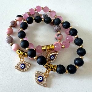 Set of 3 Evil eye bracelets